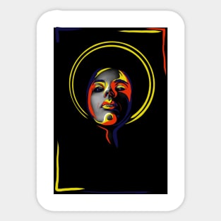 Bright woman on black Sticker